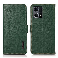 Oppo Reno7 4G用手帳型 レザーケース スタンド カバー B03H Oppo グリーン