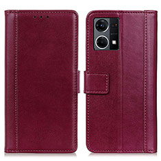 Oppo Reno7 4G用手帳型 レザーケース スタンド カバー N02P Oppo レッド