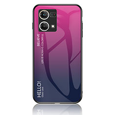 Oppo Reno7 4G用ハイブリットバンパーケース プラスチック 鏡面 虹 グラデーション 勾配色 カバー LS1 Oppo ローズレッド