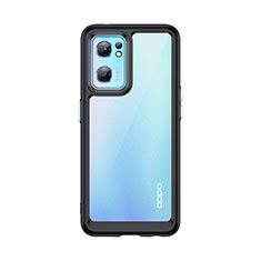 Oppo Reno7 5G用ハイブリットバンパーケース クリア透明 プラスチック カバー J01S Oppo ブラック