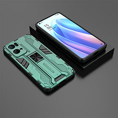 Oppo Reno7 Pro 5G用ハイブリットバンパーケース スタンド プラスチック 兼シリコーン カバー マグネット式 T02 Oppo グリーン