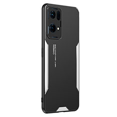 Oppo Reno7 Pro 5G用ケース 高級感 手触り良い アルミメタル 製の金属製 兼シリコン カバー PB1 Oppo シルバー