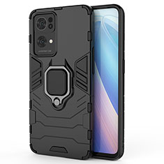 Oppo Reno7 Pro 5G用ハイブリットバンパーケース プラスチック アンド指輪 マグネット式 Oppo ブラック