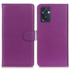 Oppo Reno7 SE 5G用手帳型 レザーケース スタンド カバー A03D Oppo パープル