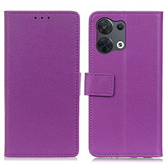 Oppo Reno8 5G用手帳型 レザーケース スタンド カバー M08L Oppo パープル