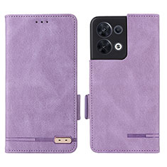 Oppo Reno8 5G用手帳型 レザーケース スタンド カバー L03Z Oppo パープル