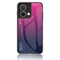 Oppo Reno8 5G用ハイブリットバンパーケース プラスチック 鏡面 虹 グラデーション 勾配色 カバー LS1 Oppo ローズレッド