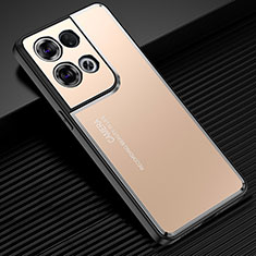 Oppo Reno8 5G用ケース 高級感 手触り良い アルミメタル 製の金属製 兼シリコン カバー J02 Oppo ゴールド