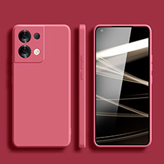 Oppo Reno8 5G用360度 フルカバー極薄ソフトケース シリコンケース 耐衝撃 全面保護 バンパー S06 Oppo ローズレッド