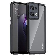 Oppo Reno8 5G用ハイブリットバンパーケース クリア透明 プラスチック カバー J01S Oppo ブラック