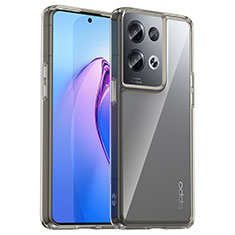 Oppo Reno8 Pro 5G用ハイブリットバンパーケース クリア透明 プラスチック カバー J01S Oppo グレー