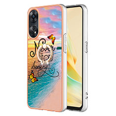 Oppo Reno8 T 4G用シリコンケース ソフトタッチラバー バタフライ パターン カバー アンド指輪 YB3 Oppo マルチカラー