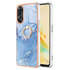 Oppo Reno8 T 4G用シリコンケース ソフトタッチラバー バタフライ パターン カバー アンド指輪 YB1 Oppo ネイビー