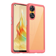 Oppo Reno8 T 4G用ハイブリットバンパーケース クリア透明 プラスチック カバー J01S Oppo レッド