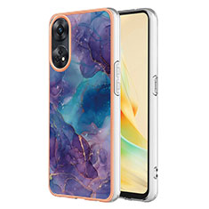 Oppo Reno8 T 4G用シリコンケース ソフトタッチラバー バタフライ パターン カバー YB1 Oppo パープル