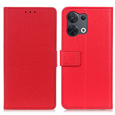 Oppo Reno9 5G用手帳型 レザーケース スタンド カバー M08L Oppo レッド