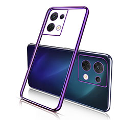 Oppo Reno9 Pro 5G用極薄ソフトケース シリコンケース 耐衝撃 全面保護 クリア透明 H03 Oppo パープル