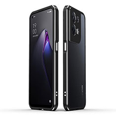 Oppo Reno9 Pro 5G用ケース 高級感 手触り良い アルミメタル 製の金属製 バンパー カバー Oppo シルバー・ブラック