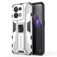 Oppo Reno9 Pro 5G用ハイブリットバンパーケース スタンド プラスチック 兼シリコーン カバー マグネット式 Oppo ホワイト