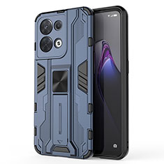 Oppo Reno9 Pro 5G用ハイブリットバンパーケース スタンド プラスチック 兼シリコーン カバー マグネット式 Oppo ネイビー