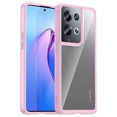 Oppo Reno9 Pro+ Plus 5G用ハイブリットバンパーケース クリア透明 プラスチック カバー J01S Oppo ピンク