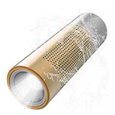 Oppo Reno6 Lite用Bluetoothミニスピーカー ポータブルで高音質 ポータブルスピーカー S15 ゴールド