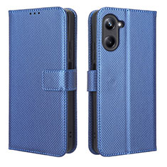 Realme 10 4G用手帳型 レザーケース スタンド カバー BY1 Realme ネイビー