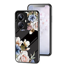 Realme 10 Pro+ Plus 5G用ハイブリットバンパーケース プラスチック 鏡面 花 カバー Realme ブラック