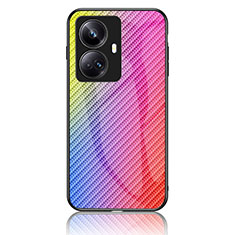 Realme 10 Pro+ Plus 5G用ハイブリットバンパーケース プラスチック 鏡面 虹 グラデーション 勾配色 カバー LS2 Realme ピンク