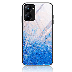 Realme 10S 5G用ハイブリットバンパーケース プラスチック パターン 鏡面 カバー JM1 Realme ブルー