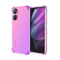 Realme 10S 5G用極薄ソフトケース グラデーション 勾配色 クリア透明 Realme ローズレッド