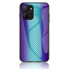 Realme 10T 5G用ハイブリットバンパーケース プラスチック 鏡面 虹 グラデーション 勾配色 カバー LS2 Realme ネイビー