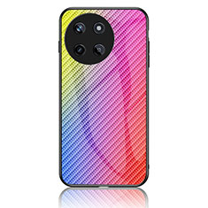 Realme 11 4G用ハイブリットバンパーケース プラスチック 鏡面 虹 グラデーション 勾配色 カバー LS2 Realme ピンク