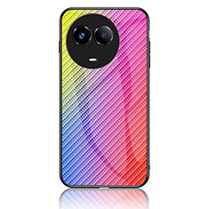 Realme 11X 5G用ハイブリットバンパーケース プラスチック 鏡面 虹 グラデーション 勾配色 カバー LS2 Realme ピンク