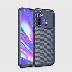 Realme 5用シリコンケース ソフトタッチラバー ツイル カバー Realme ネイビー