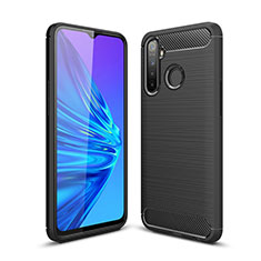 Realme 5用シリコンケース ソフトタッチラバー ライン カバー Realme ブラック