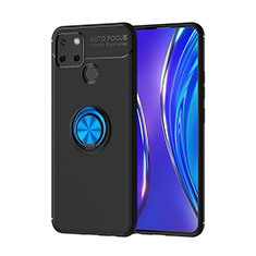 Realme 7i RMX2193用極薄ソフトケース シリコンケース 耐衝撃 全面保護 アンド指輪 マグネット式 バンパー SD2 Realme ネイビー・ブラック