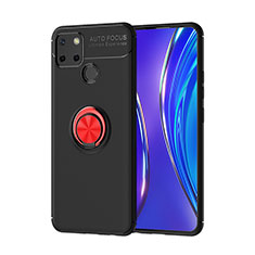 Realme 7i RMX2193用極薄ソフトケース シリコンケース 耐衝撃 全面保護 アンド指輪 マグネット式 バンパー SD2 Realme レッド・ブラック