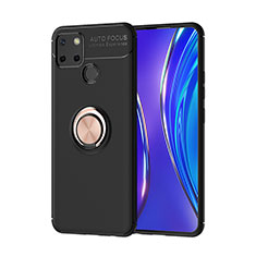 Realme 7i RMX2193用極薄ソフトケース シリコンケース 耐衝撃 全面保護 アンド指輪 マグネット式 バンパー SD2 Realme ゴールド・ブラック