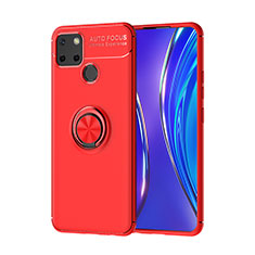 Realme 7i RMX2193用極薄ソフトケース シリコンケース 耐衝撃 全面保護 アンド指輪 マグネット式 バンパー SD2 Realme レッド