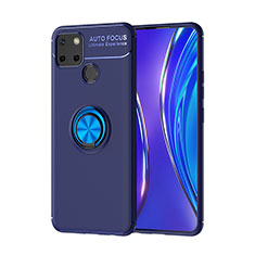 Realme 7i RMX2193用極薄ソフトケース シリコンケース 耐衝撃 全面保護 アンド指輪 マグネット式 バンパー SD2 Realme ネイビー