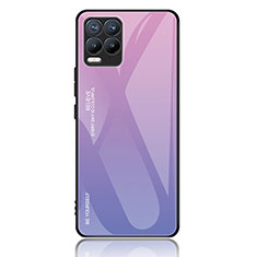 Realme 8 4G用ハイブリットバンパーケース プラスチック 鏡面 虹 グラデーション 勾配色 カバー JM2 Realme ラベンダー