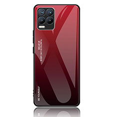 Realme 8 4G用ハイブリットバンパーケース プラスチック 鏡面 虹 グラデーション 勾配色 カバー JM2 Realme レッド