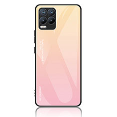 Realme 8 4G用ハイブリットバンパーケース プラスチック 鏡面 虹 グラデーション 勾配色 カバー JM2 Realme ピンク