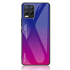 Realme 8 4G用ハイブリットバンパーケース プラスチック 鏡面 虹 グラデーション 勾配色 カバー JM2 Realme パープル