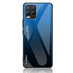 Realme 8 4G用ハイブリットバンパーケース プラスチック 鏡面 虹 グラデーション 勾配色 カバー JM2 Realme ネイビー