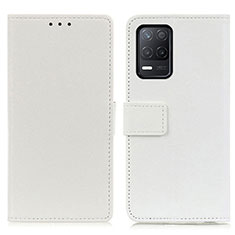 Realme 8 5G用手帳型 レザーケース スタンド カバー M08L Realme ホワイト