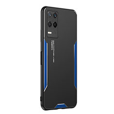 Realme 8 5G用ケース 高級感 手触り良い アルミメタル 製の金属製 兼シリコン カバー PB2 Realme ネイビー