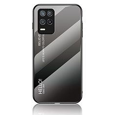 Realme 8 5G用ハイブリットバンパーケース プラスチック 鏡面 虹 グラデーション 勾配色 カバー LS1 Realme ダークグレー