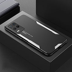 Realme 8 5G用ケース 高級感 手触り良い アルミメタル 製の金属製 兼シリコン カバー PB1 Realme シルバー